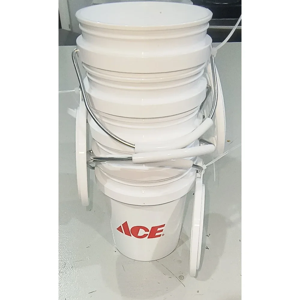 Ace Hardware White Plastic Mini Utility Buckets with Lids Set of 5 Metal Handle